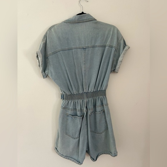 12th Tribe Hendrix Short Blue Denim Romper Size Small Medium - Picture 9 of 9
